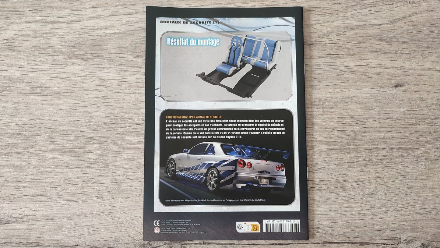 Fascicule numéro 28 n°28 seul sans pièce Nissan Skyline GT-R R34 Fast & Furious de Brian O'Conner 1/8 1/8e 1/8ème Altaya #D82