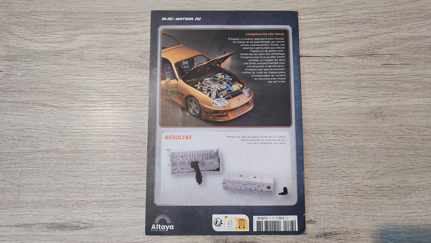 Fascicule numéro 7 n°7 seul sans pièce Toyota Supra MK.IV Fast & Furious 1/8 1/8e 1/8ème Altaya #E50
