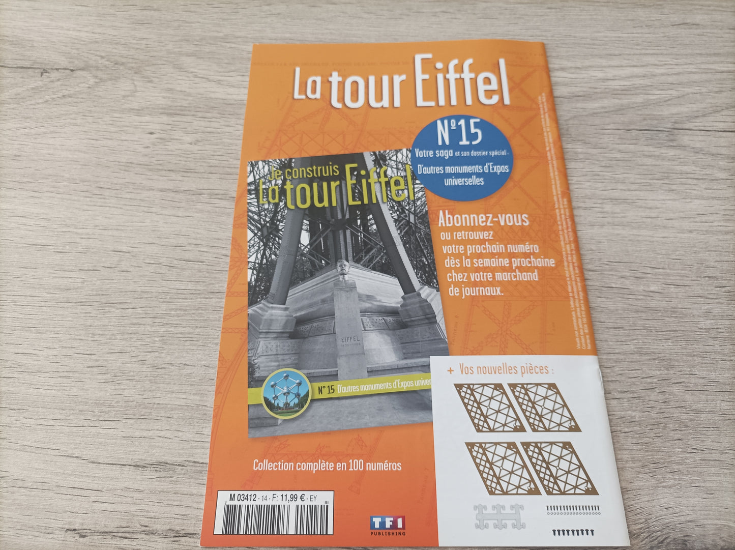 Fascicule seul sans pièce numéro 14 n°14 Je construis la tour Eiffel 1/8 1/8e 1/8ème édition TF1