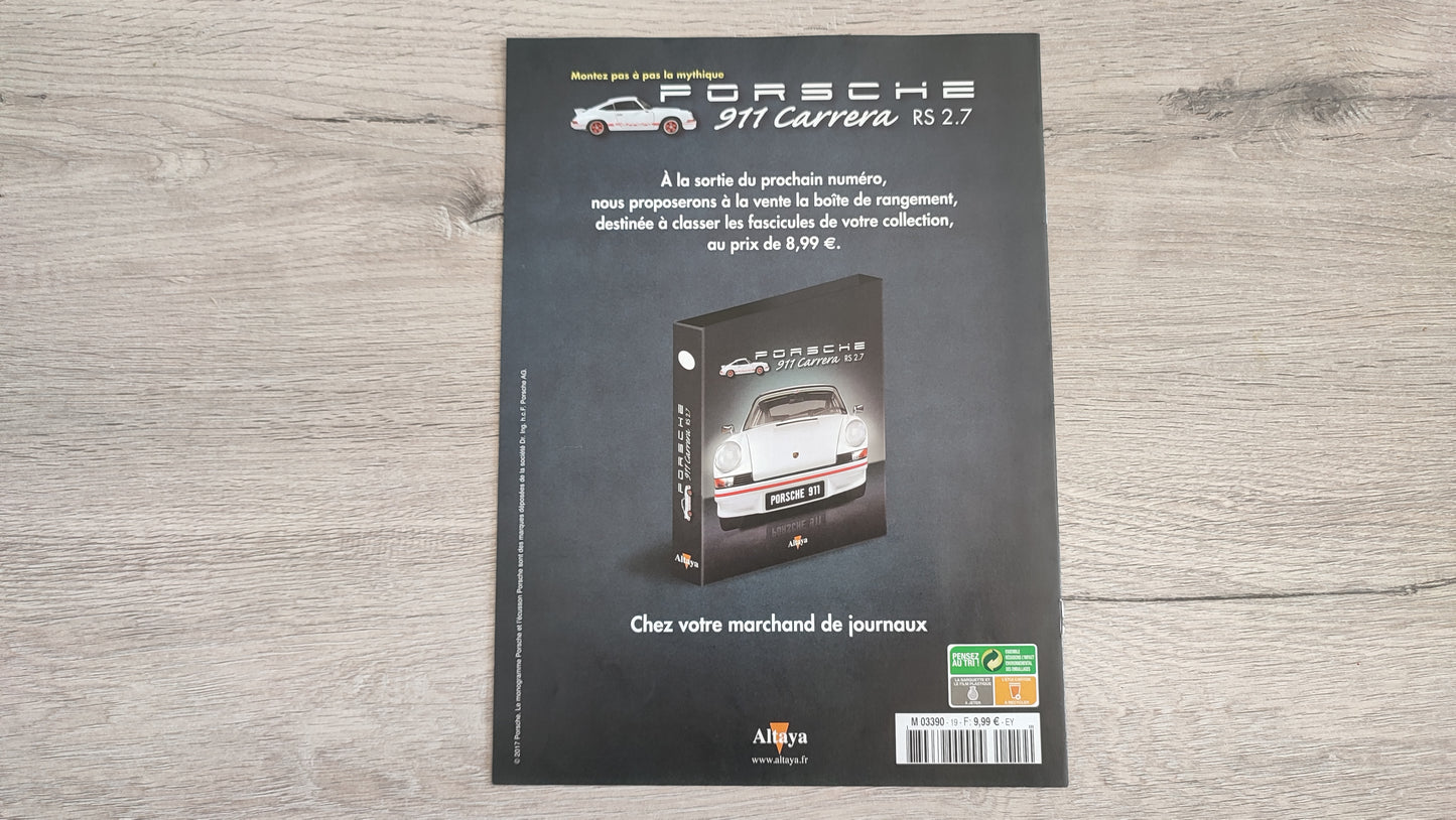 Fascicule seul sans pièce numéro 19 n°19 Porsche 911 Carrera RS 2.7 1/8 1/8ème Altaya #B37