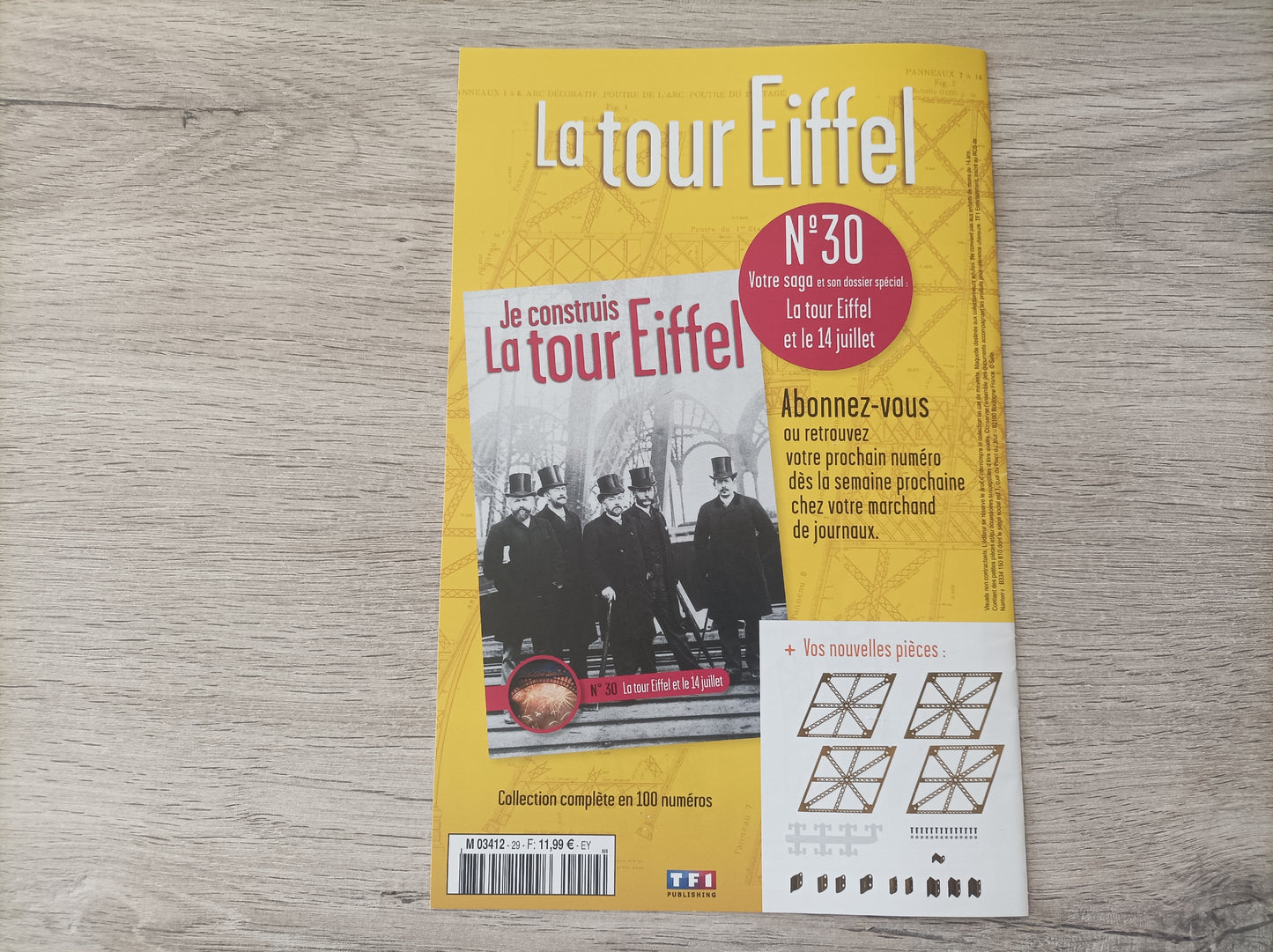 Fascicule seul sans pièce numéro 29 n°29 Je construis la tour Eiffel 1/8 1/8e 1/8ème édition TF1