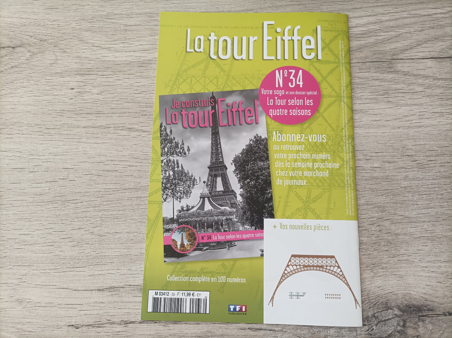 Fascicule seul sans pièce numéro 33 n°33 Je construis la tour Eiffel 1/8 1/8e 1/8ème édition TF1