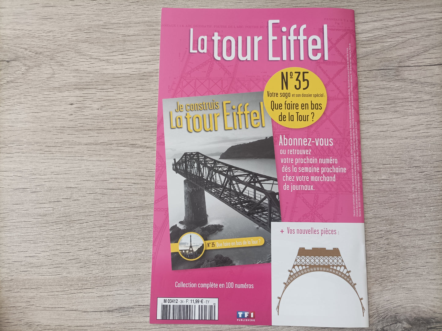 Fascicule seul sans pièce numéro 34 n°34 Je construis la tour Eiffel 1/8 1/8e 1/8ème édition TF1