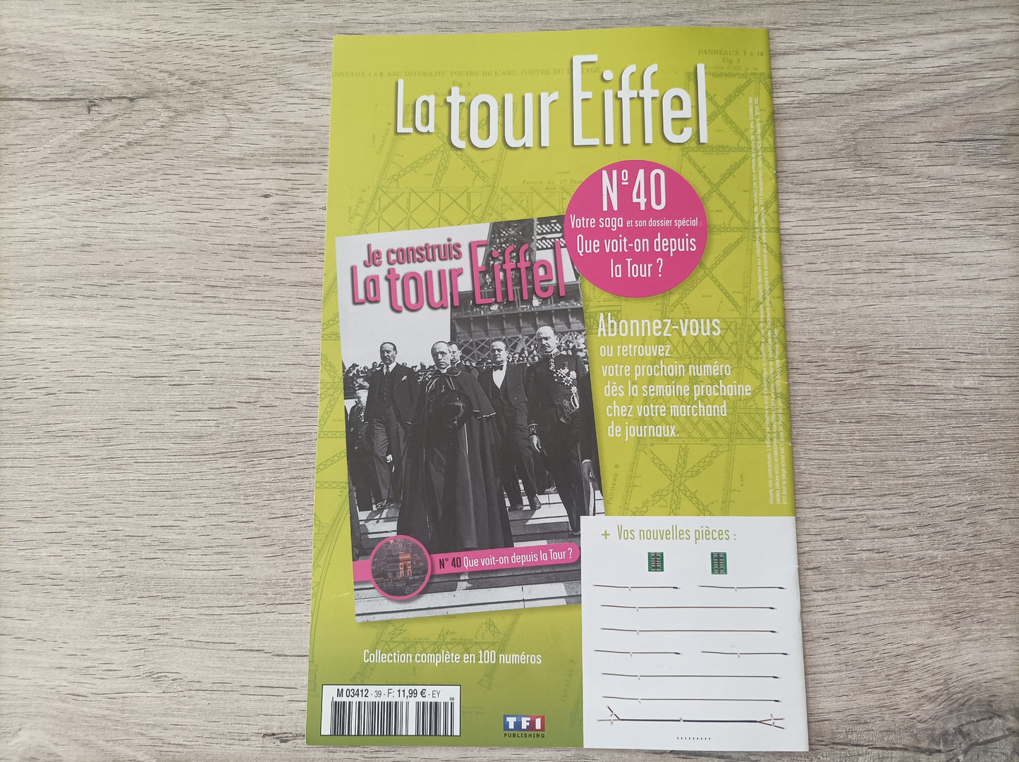 Fascicule seul sans pièce numéro 39 n°39 Je construis la tour Eiffel 1/8 1/8e 1/8ème édition TF1