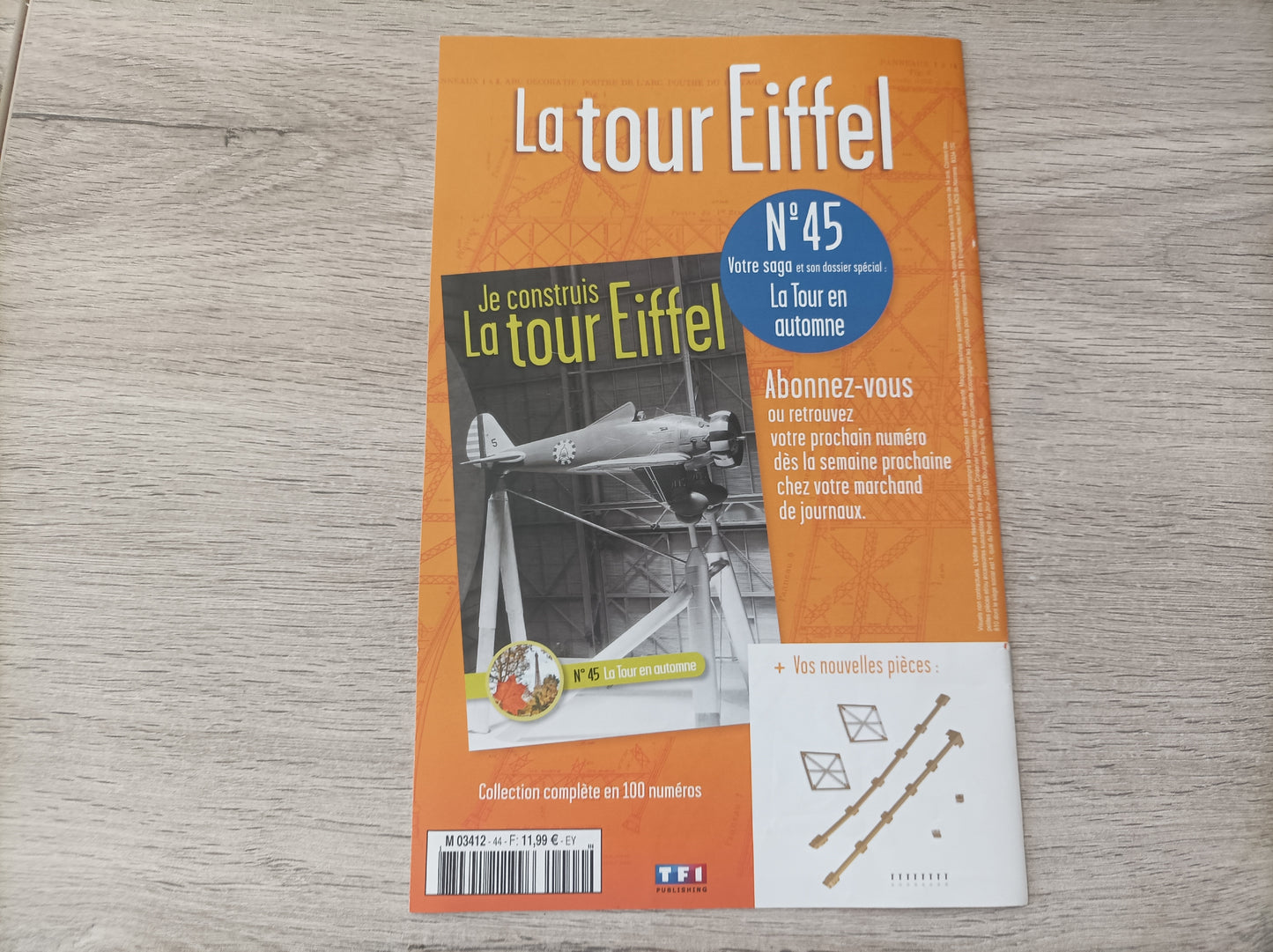Fascicule seul sans pièce numéro 44 n°44 Je construis la tour Eiffel 1/8 1/8e 1/8ème édition TF1