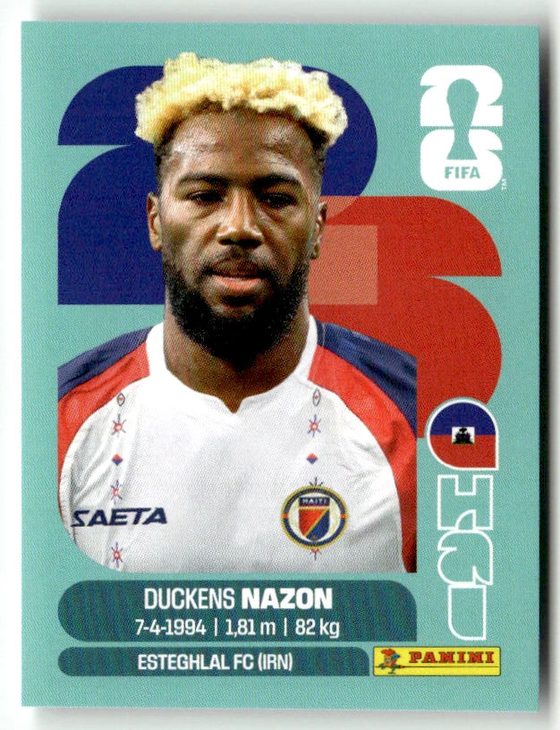 HAI 18 Duckens Nazon - Sticker autocollant Panini Coupe du Monde FIFA 2026 Haïti - Pièce détachée (Copie)