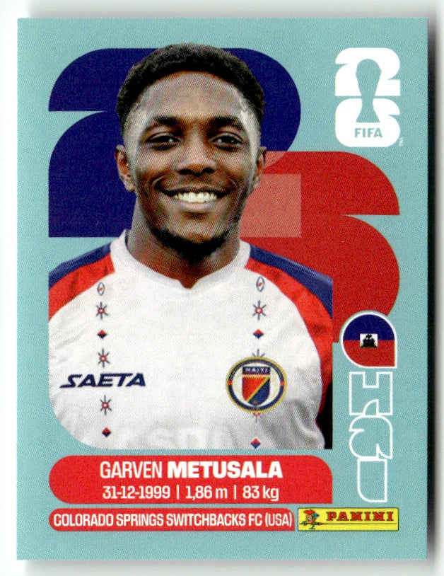 HAI 8 Garven Metusala - Sticker autocollant Panini Coupe du Monde FIFA 2026 Haïti - Pièce détachée