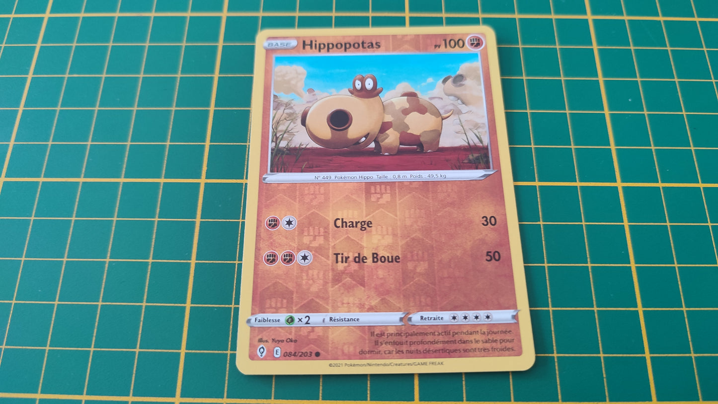 084/203 Carte Pokémon Hippopotas commune reverse Epée et Bouclier EB07 Evolution Céleste #B10