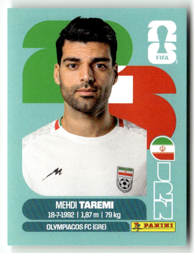 IRN 18 Mehdi TAREMI - Sticker autocollant Panini Coupe du Monde FIFA 2026 Irlande - Pièce détachée