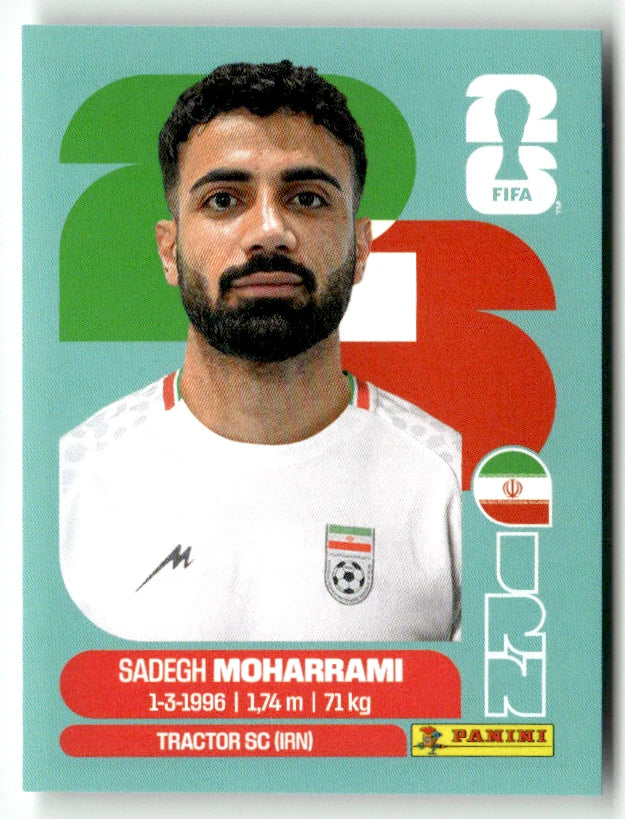 IRN 9 Sadegh Moharrami - Sticker autocollant Panini Coupe du Monde FIFA 2026 Irlande - Pièce détachée