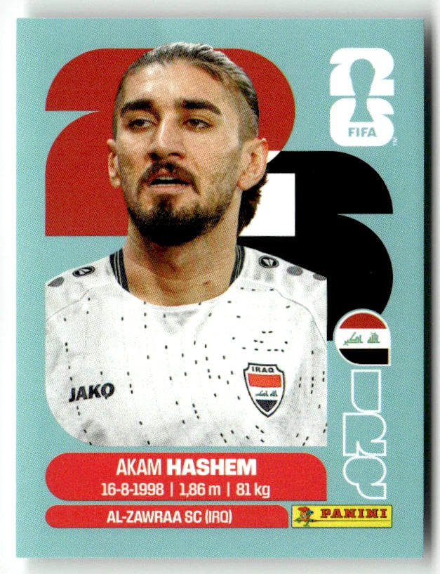 IRQ 5 Akam Hashem - Sticker autocollant Panini Coupe du Monde FIFA 2026 Irak - Pièce détachée