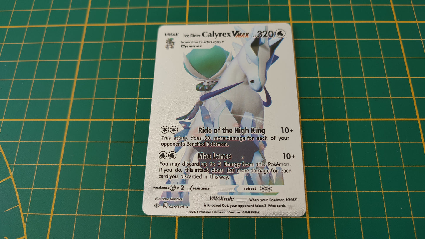 Ice Rider Calyrex Vmax carte illustration Pokémon cosplay couleur argent anglaise #SP