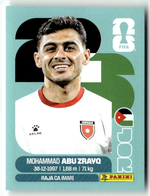 JOR 19 Mohammad Abu ZRAVQ - Sticker autocollant Panini Coupe du Monde FIFA 2026 Jordanie - Pièce détachée