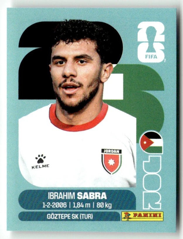 JOR 20 Ibrahim Sabra - Sticker autocollant Panini Coupe du Monde FIFA 2026 Jordanie - Pièce détachée
