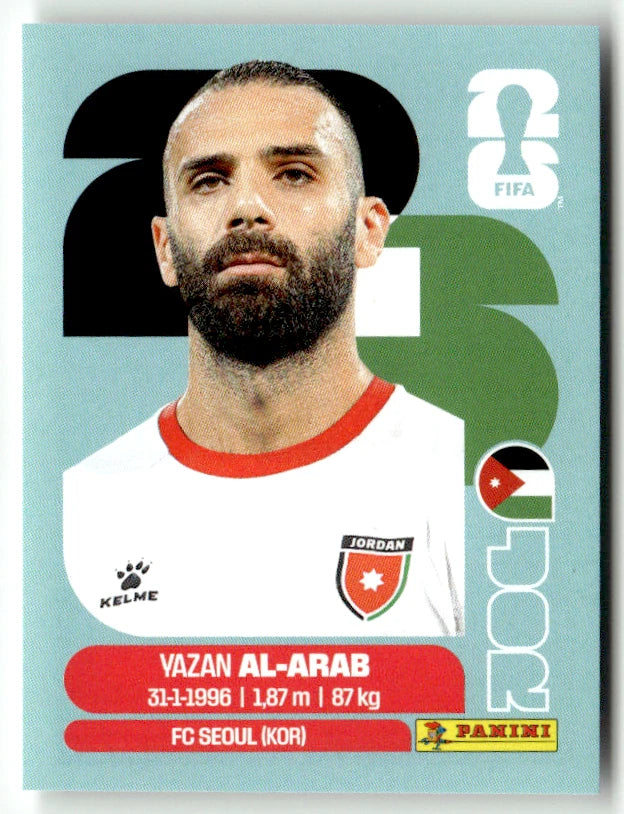 JOR 5 Yazan Al-Arab - Sticker autocollant Panini Coupe du Monde FIFA 2026 Jordanie - Pièce détachée