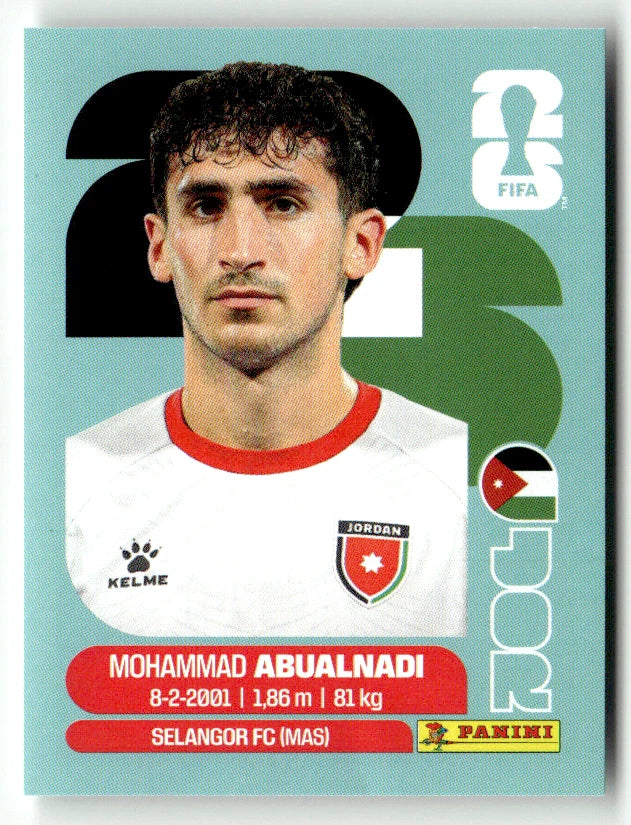 JOR 8 Mohammad Abualnadi - Sticker autocollant Panini Coupe du Monde FIFA 2026 Jordanie - Pièce détachée