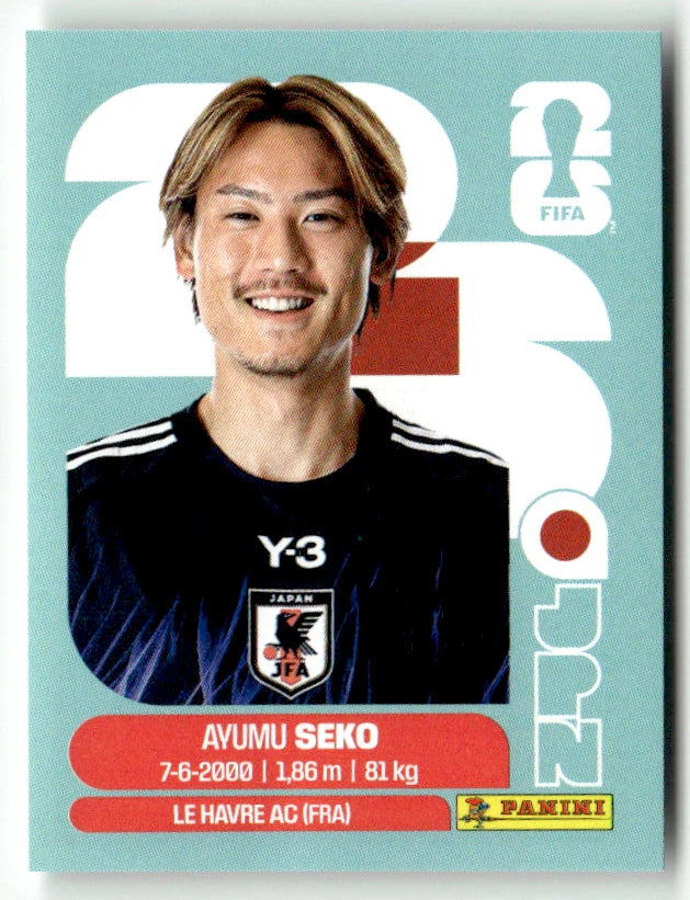 JPN 4 Ayumu Seko - Sticker autocollant Panini Coupe du Monde FIFA 2026 Japon - Pièce détachée