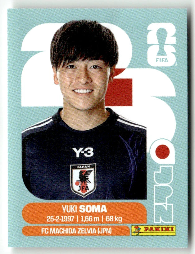 JPN 9 Yuki Soma - Sticker autocollant Panini Coupe du Monde FIFA 2026 Japon - Pièce détachée