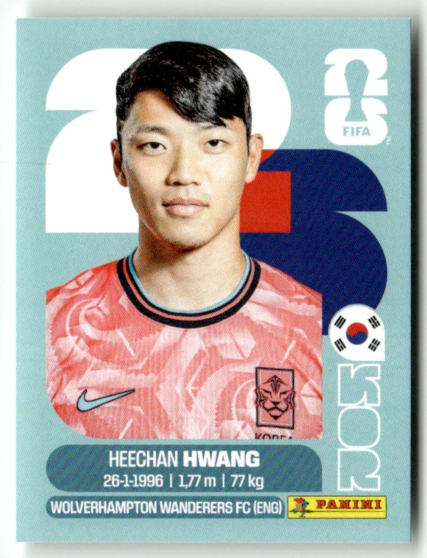 KOR 19 Heechan Hwang - Sticker autocollant Panini Coupe du Monde FIFA 2026 Corée Du Sud - Pièce détachée