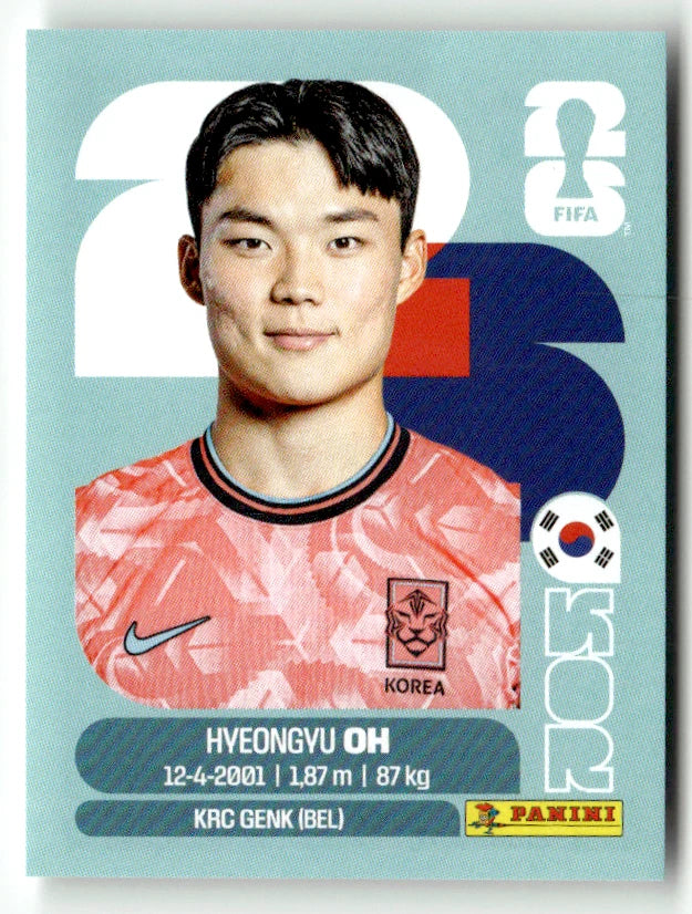KOR 20 Hyeongyu OH - Sticker autocollant Panini Coupe du Monde FIFA 2026 Corée Du Sud - Pièce détachée