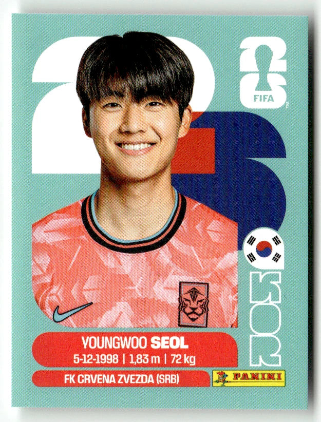 KOR 6 Yungwoo Seol - Sticker autocollant Panini Coupe du Monde FIFA 2026 Corée Du Sud - Pièce détachée