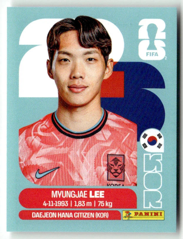 KOR 9 Myungjae Lee - Sticker autocollant Panini Coupe du Monde FIFA 2026 Corée Du Sud - Pièce détachée