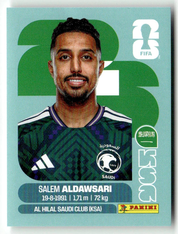 KSA 16 Salem Aldawsari - Sticker autocollant Panini Coupe du Monde FIFA 2026 Arabie Saoudite - Pièce détachée