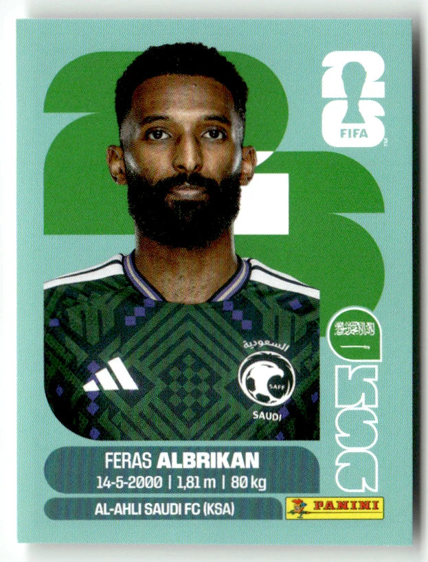 KSA 18 Feras Albrikan - Sticker autocollant Panini Coupe du Monde FIFA 2026 Arabie Saoudite - Pièce détachée
