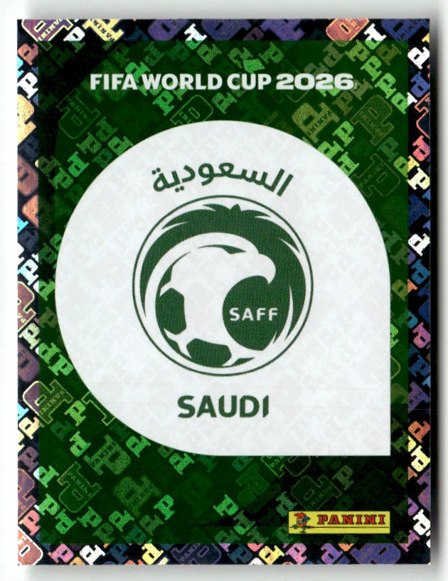 KSA 1 Emblème de l'équipe - Sticker autocollant Panini Coupe du Monde FIFA 2026 Arabie Saoudite - Pièce détachée