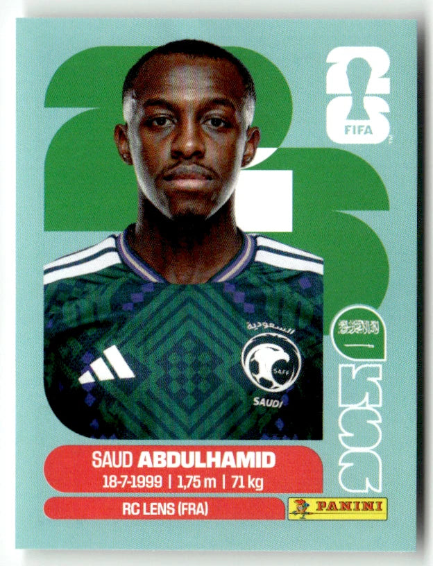 KSA 4 Saud ABDULHAMID - Sticker autocollant Panini Coupe du Monde FIFA 2026 Arabie Saoudite - Pièce détachée