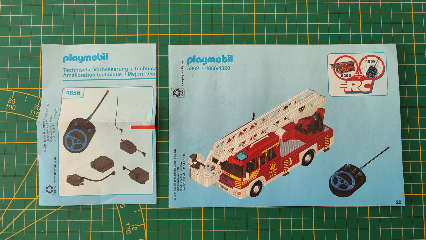 Lot notice en l'état pièce détachée Playmobil 5362 Camion de pompier #E23