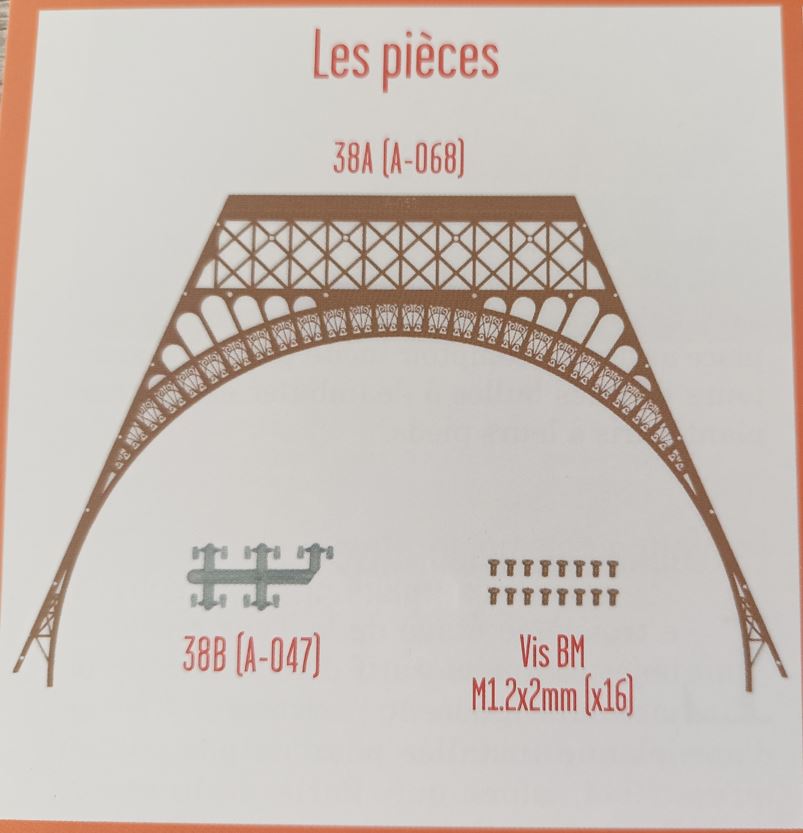 Lot pièces détachées numéro 38 n°38 Je construis la tour Eiffel 1/8 1/8e 1/8ème édition TF1