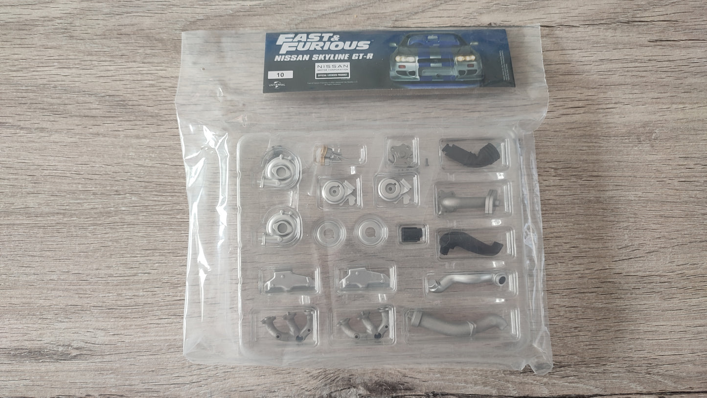 Lot pièces du fascicule numéro 10 n°10 pièce détachée Nissan Skyline GT-R R34 Fast & Furious de Brian O'Conner 1/8 1/8e 1/8ème Altaya #D82