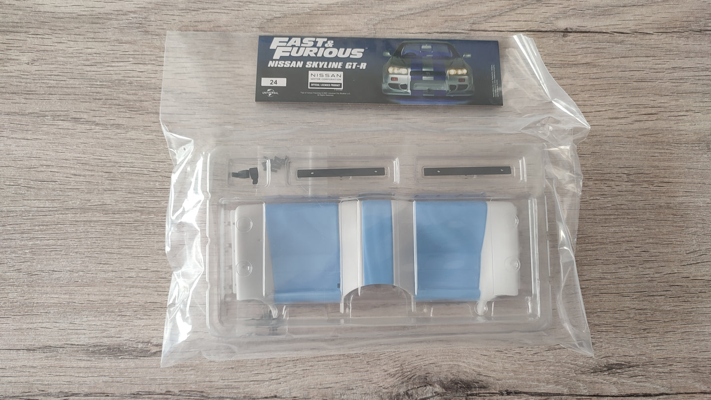 Lot pièces du fascicule numéro 24 n°24 pièce détachée Nissan Skyline GT-R R34 Fast & Furious de Brian O'Conner 1/8 1/8e 1/8ème Altaya #D82