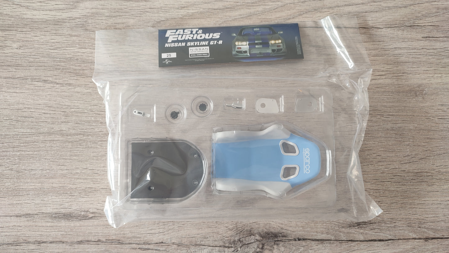 Lot pièces du fascicule numéro 25 n°25 pièce détachée Nissan Skyline GT-R R34 Fast & Furious de Brian O'Conner 1/8 1/8e 1/8ème Altaya #D82