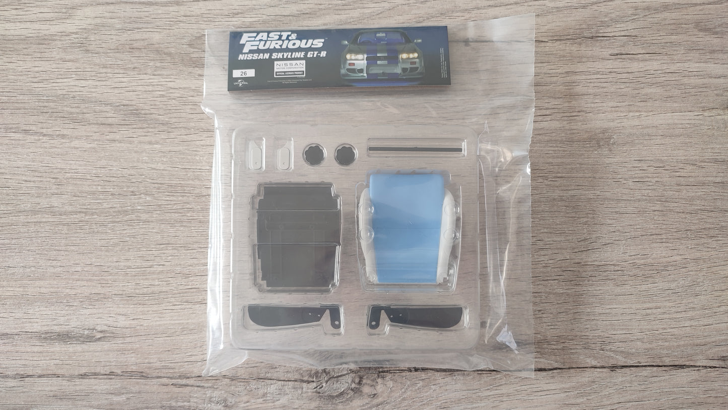 Lot pièces du fascicule numéro 26 n°26 pièce détachée Nissan Skyline GT-R R34 Fast & Furious de Brian O'Conner 1/8 1/8e 1/8ème Altaya #D82