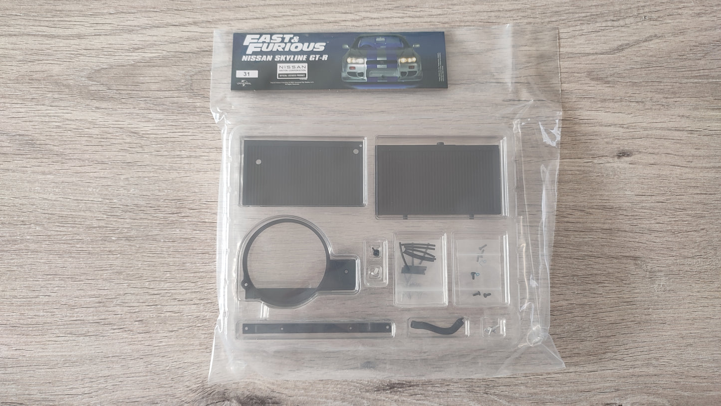 Lot pièces du fascicule numéro 31 n°31 pièce détachée Nissan Skyline GT-R R34 Fast & Furious de Brian O'Conner 1/8 1/8e 1/8ème Altaya #D82