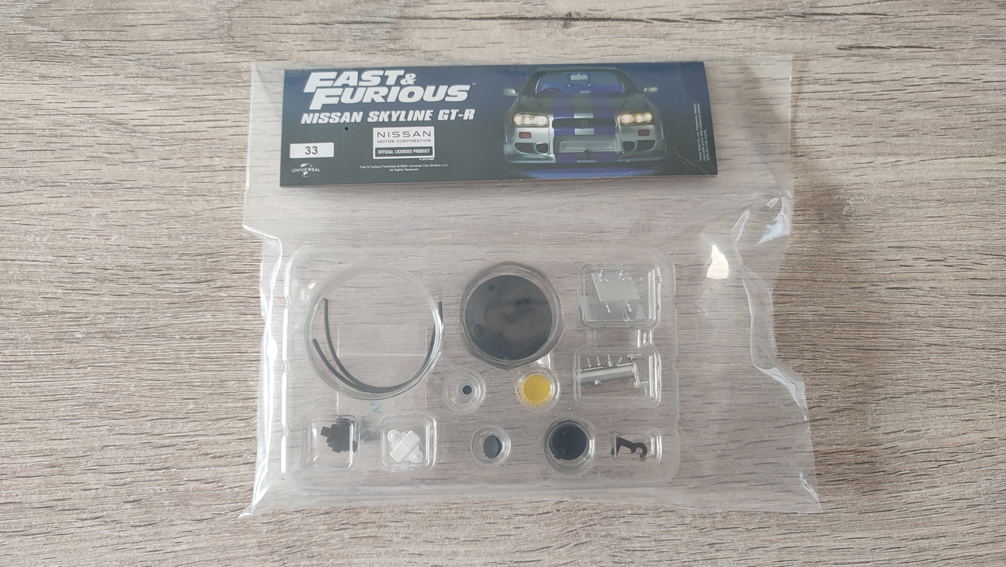 Lot pièces du fascicule numéro 33 n°33 pièce détachée Nissan Skyline GT-R R34 Fast & Furious de Brian O'Conner 1/8 1/8e 1/8ème Altaya #D82