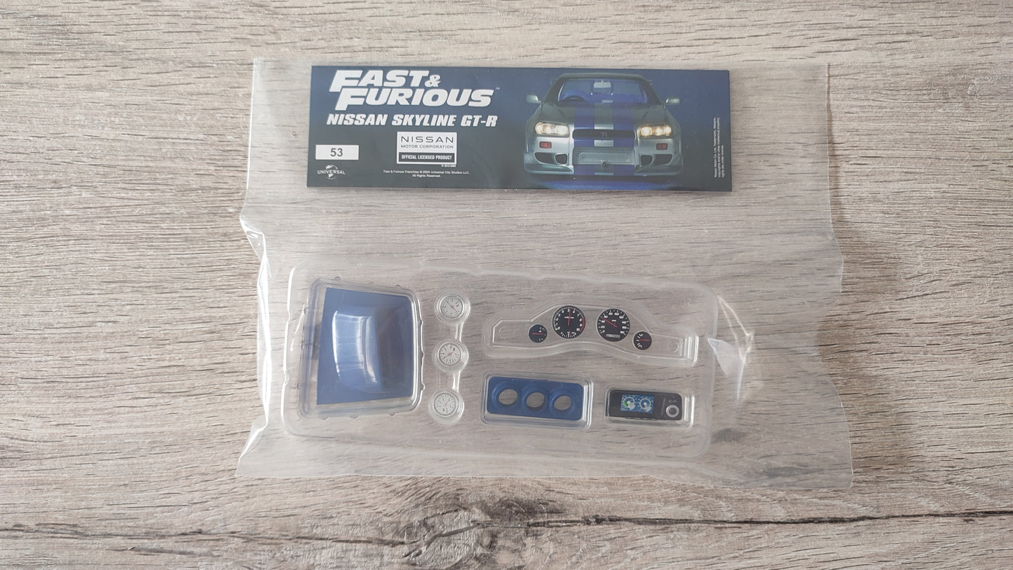 Lot pièces du fascicule numéro 53 n°53 pièce détachée Nissan Skyline GT-R R34 Fast & Furious de Brian O'Conner 1/8 1/8e 1/8ème Altaya #D82
