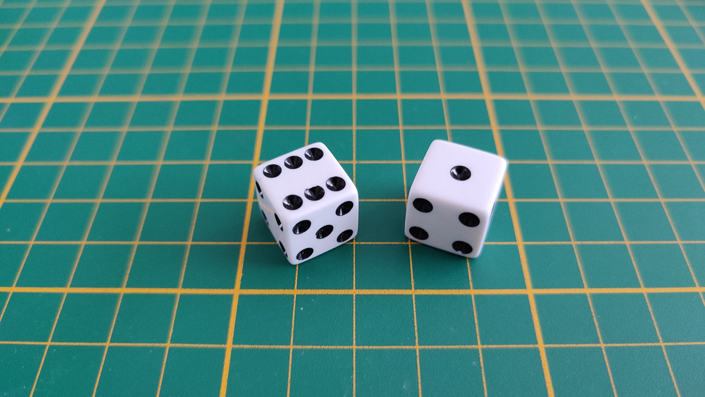 Lot x2 dé blanc et noir pièce détachée jeu de société Monopoly parties rapides Hasbro #C25