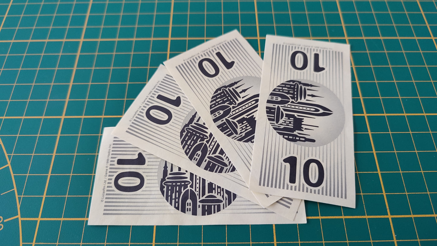 Lot x4 billets de 10 pièce détachée jeu de société Monopoly Star Wars épisode 1 #A81