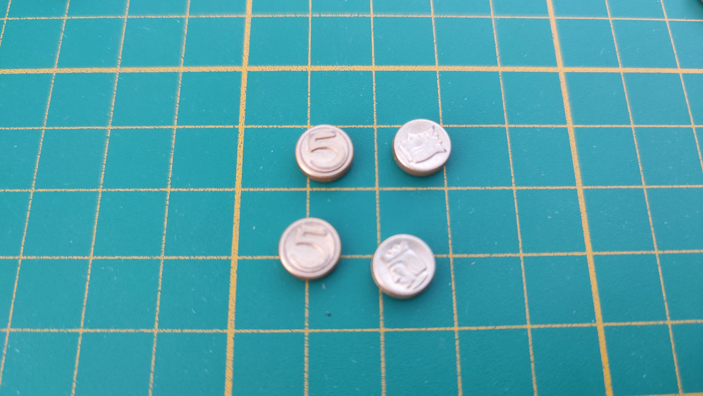 Lot x4 pièce de monnaie avec 5 en relief référence 30219362 pièce détachée Playmobil #E69