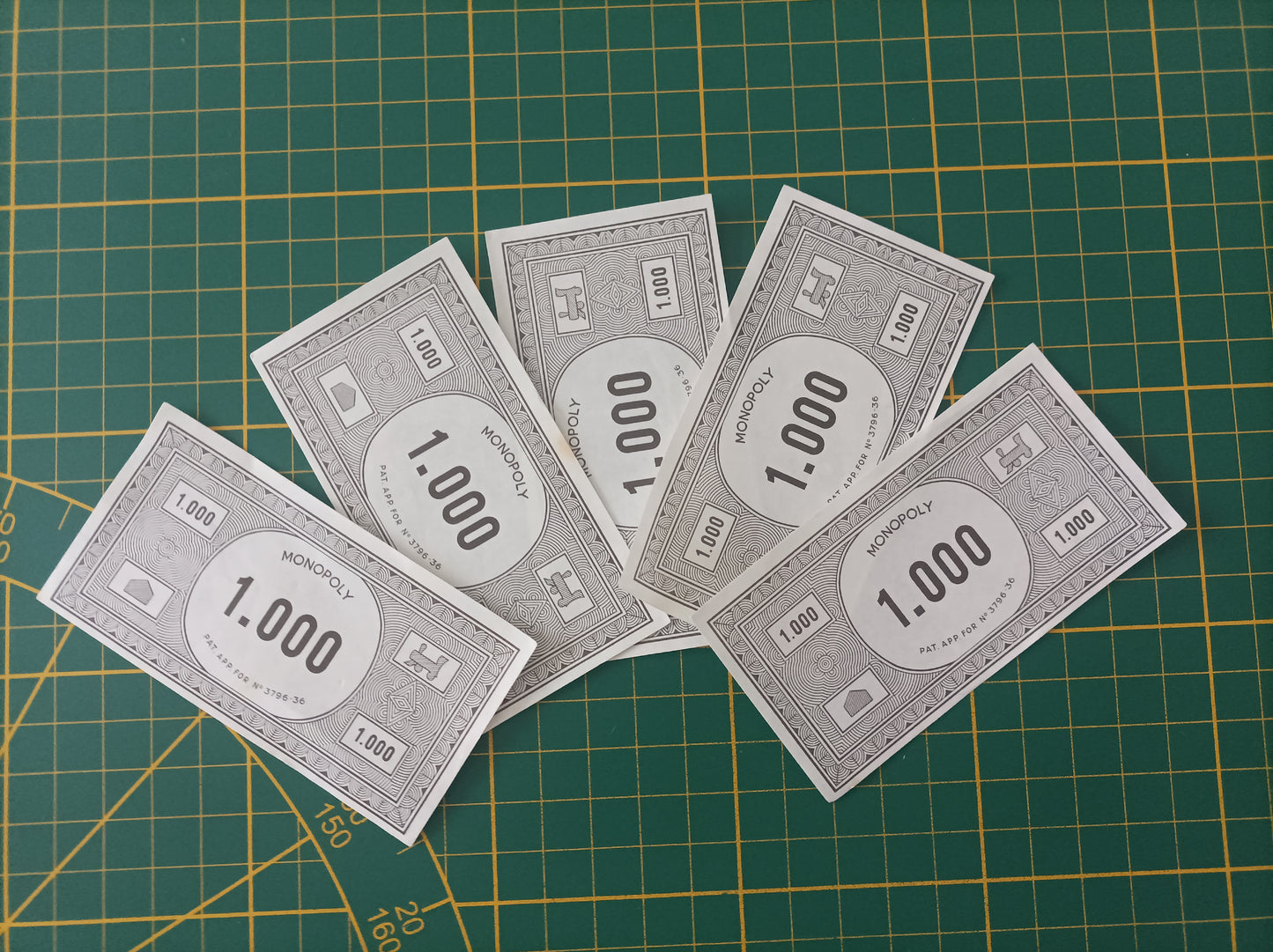 Lot x5 billet gris de 1.000 1000 pièce détachée jeu de société Monopoly Miro Meccano #E40