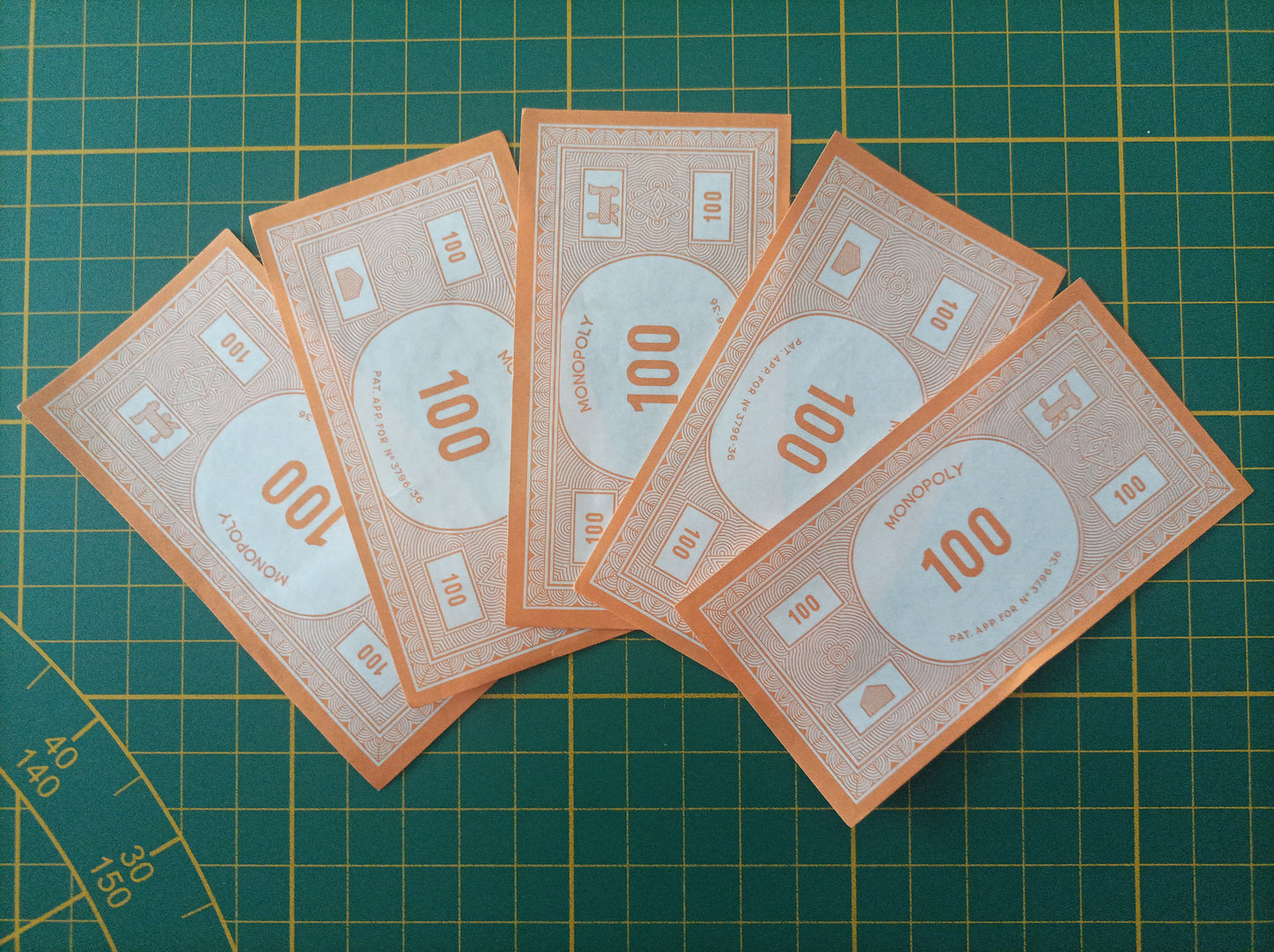 Lot x5 billet orange de 100 pièce détachée jeu de société Monopoly Miro Meccano #E40