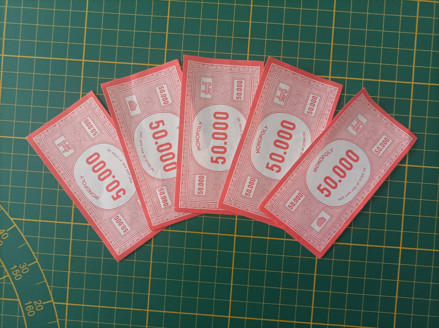 Lot x5 billet rouge de 50.000 50000 pièce détachée jeu de société Monopoly Miro Meccano #E40