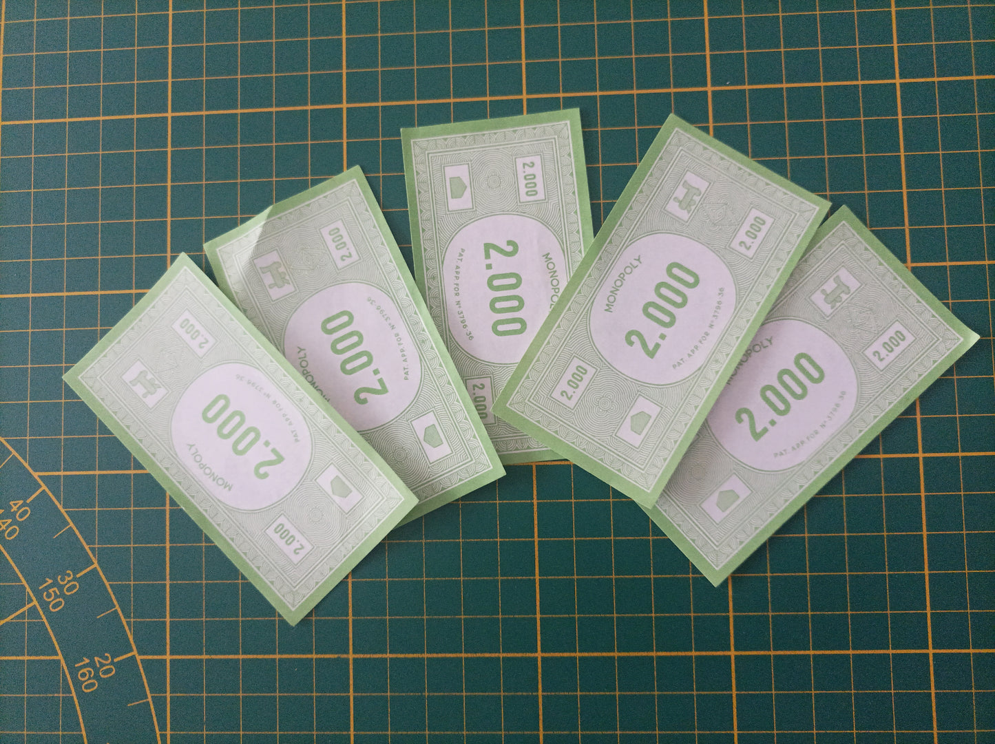 Lot x5 billet vert de 2.000 2000 pièce détachée jeu de société Monopoly Miro Meccano #E40