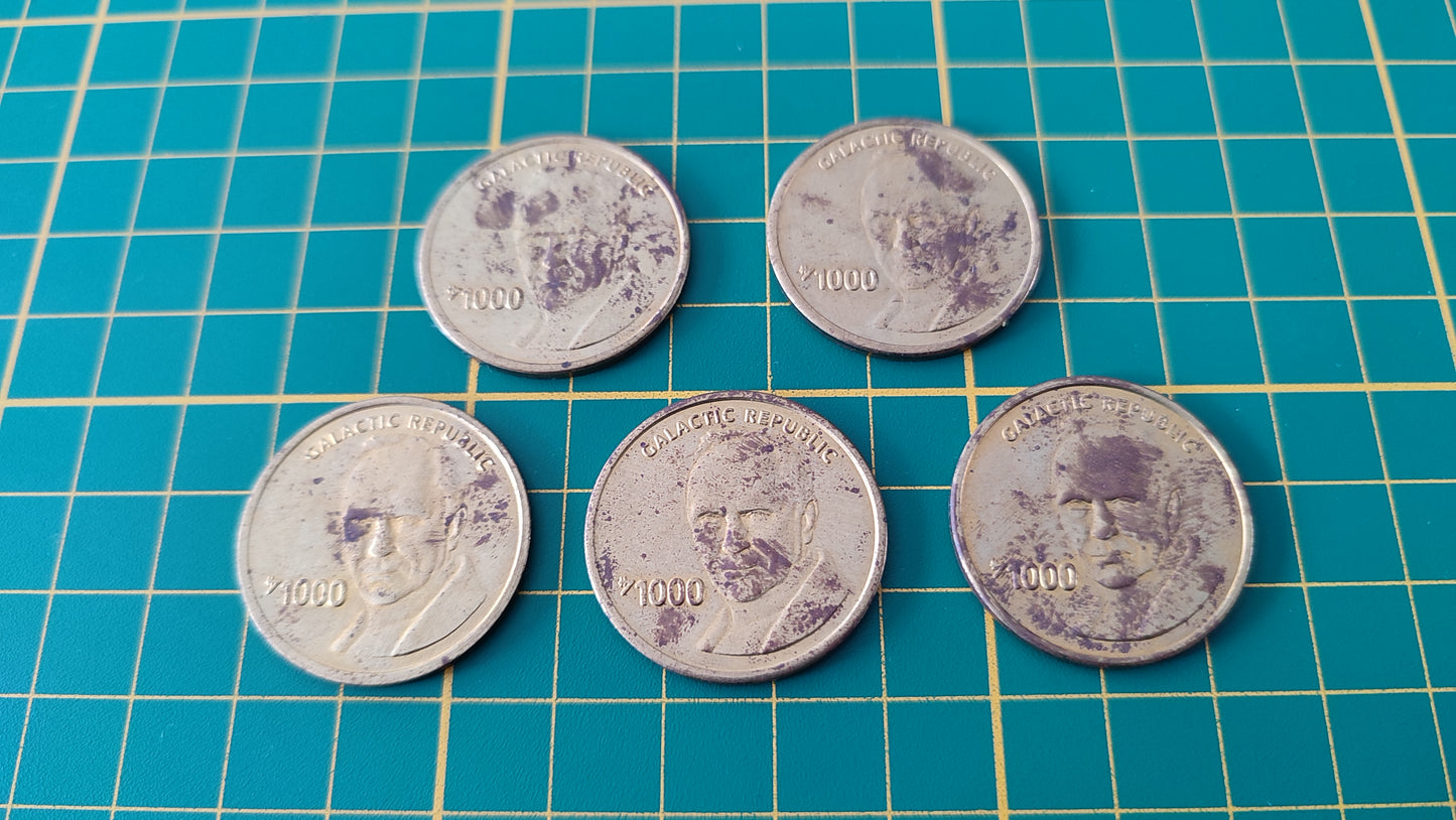 Lot x5 pièces de monnaie pièce détachée jeu de société Monopoly Star Wars épisode 1 #A81