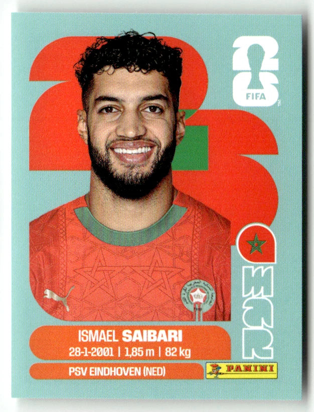 MAR 15 Ismael Saibari - Sticker autocollant Panini Coupe du Monde FIFA 2026 Maroc - Pièce détachée