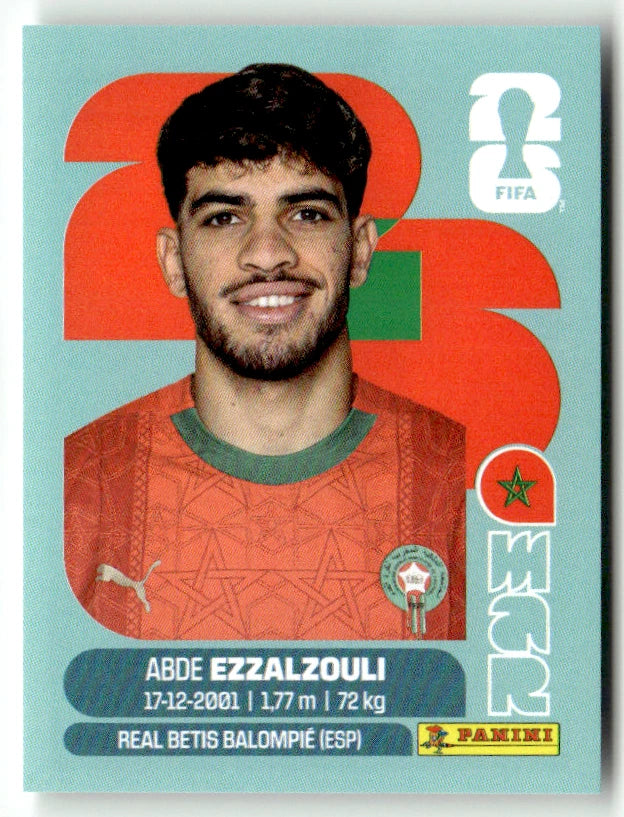 MAR 17 Abde Ezzalzouli - Sticker autocollant Panini Coupe du Monde FIFA 2026 Maroc - Pièce détachée