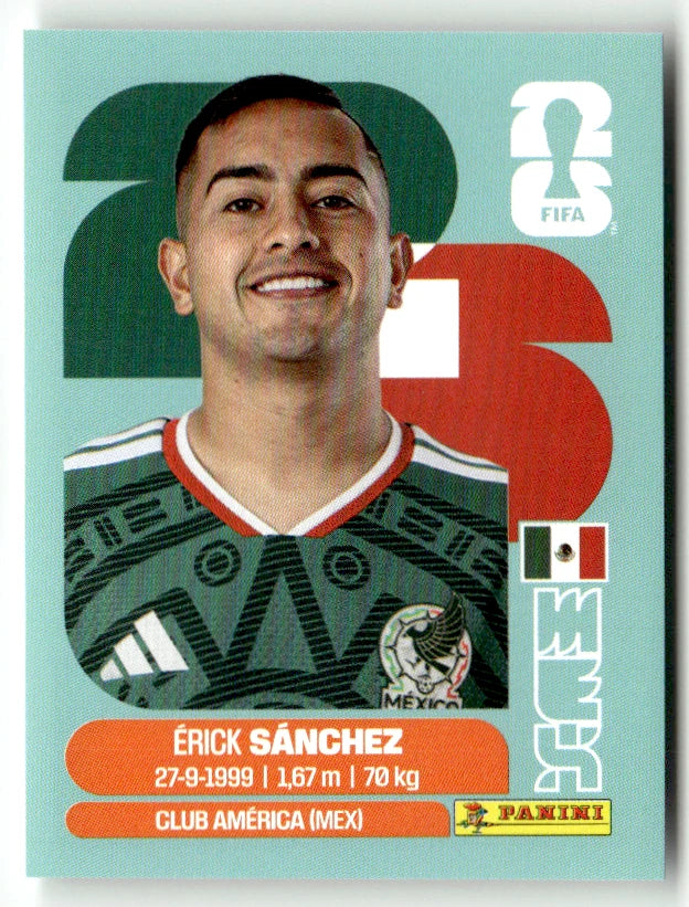 MEX 14 Erick Sanchez - Sticker autocollant Panini Coupe du Monde FIFA 2026 Mexique - Pièce détachée